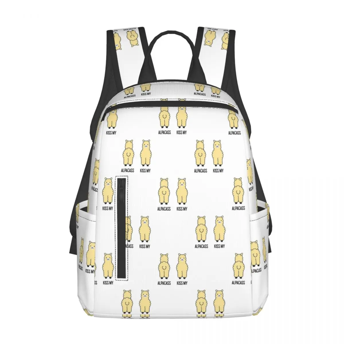 

2-Sided Kiss My Alpacass Funny Alpaca Llama Backpack Large Capacity Children BookBag School Bag Shoulder Bags for Men Women