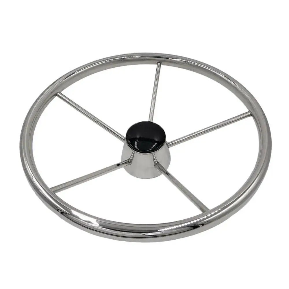 

STLF 13-1/2 Inch 5 Spoke Stainless Steel Boat Steering Wheel Destroyer Style Marine Marine Hardware