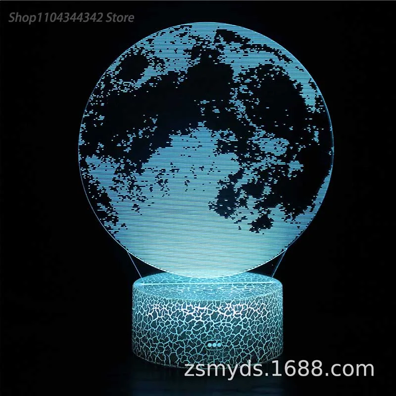 3D Moon Night Light ห้องนั่งเล่นห้องนอนสร้างสรรค์เด็กของขวัญตกแต่ง USB บรรยากาศ Light