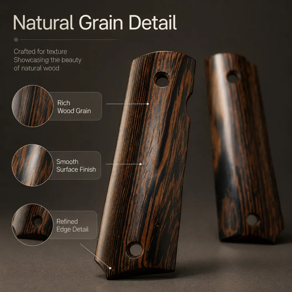 1 Pair 1911 Non-slip Handle Patches Grips Replacement Wooden Textured Handle Grips Airsoft Handle Panel Toy Gun Model Parts
