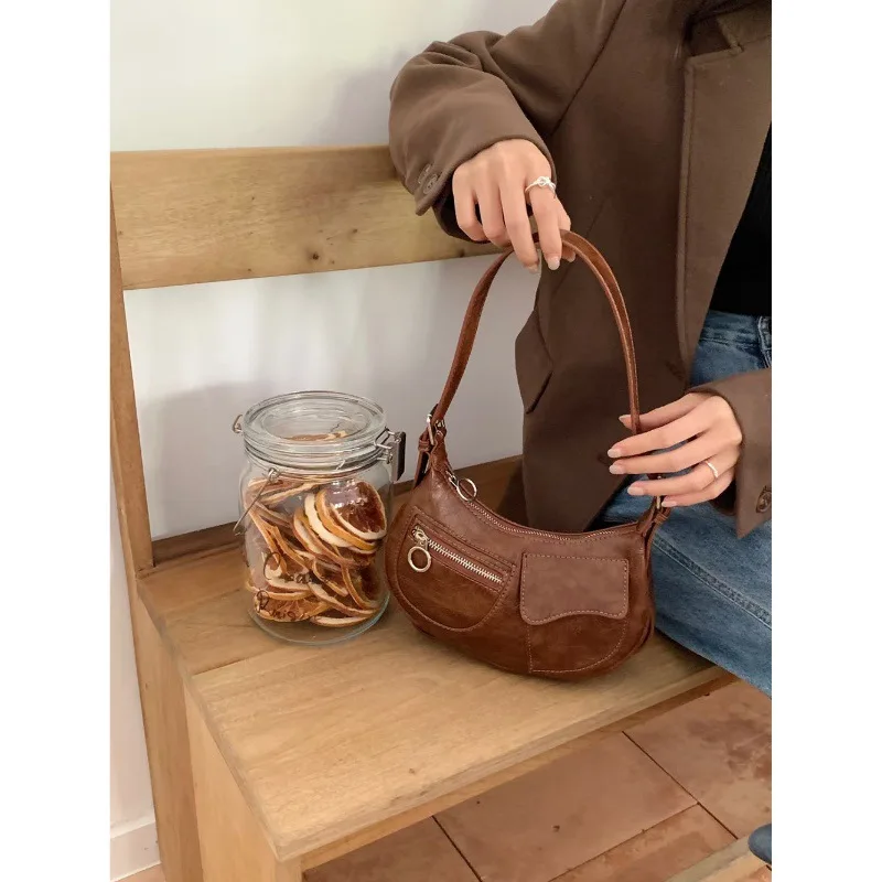 2024, zimowa torba bagietka w nowym stylu retro pod pachami, wszechstronna do pracy i dojazdรณw do pracy na jedno ramiฤ i crossbody