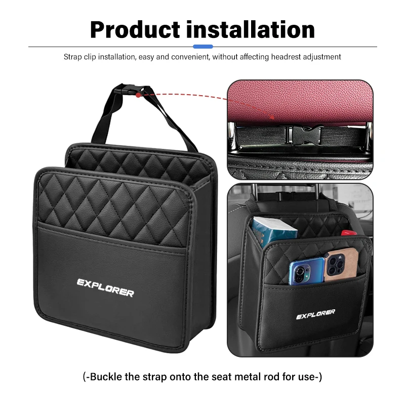 For Ford Car Backseat Storage Box Car Organizer Phone Pocket Pouch Focus mk2 mk3 mk4 Fiesta Ranger Mondeo S-MAX Kuga view 4