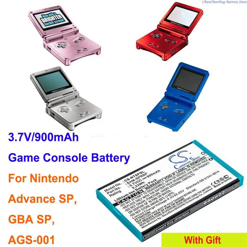 OrangeYu/ALLCCX 900mAh Game, PSP, NDS Battery AGS-003, SAM-SPRBP for Nintendo Advance SP, AGS-001, GBA SP