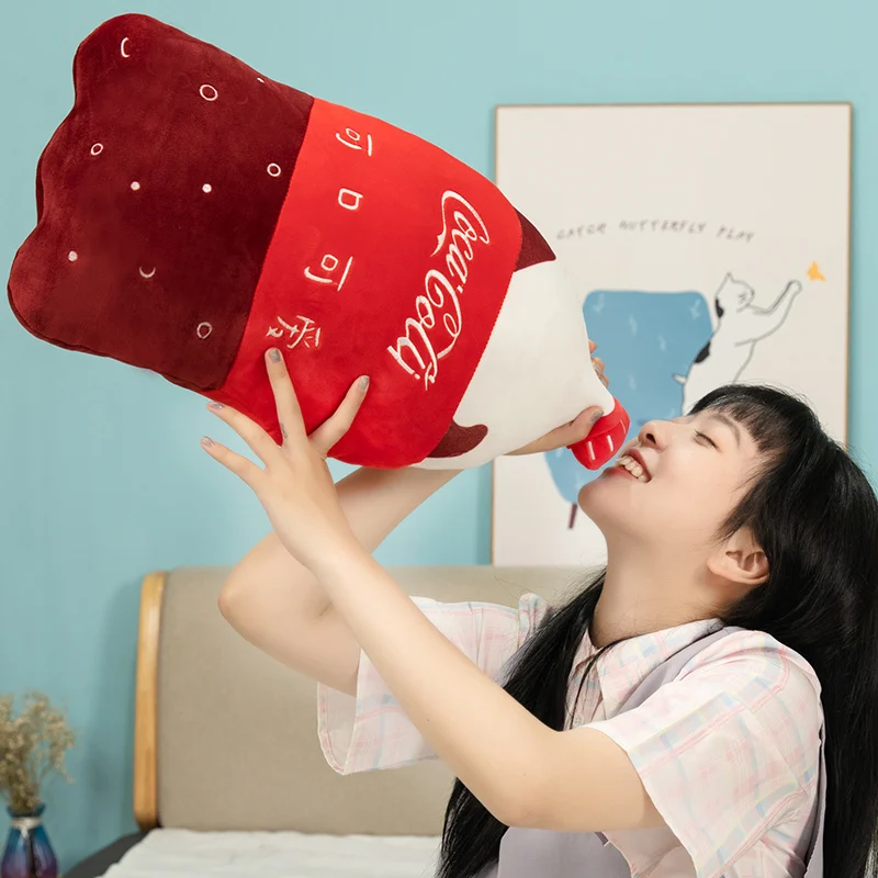 55cm Simulation Carbonated Drink Plush Pillow Funny Sprite Cola Fanta Soda Soft Stuffed Cartoon Doll Back Cushion Best Gift