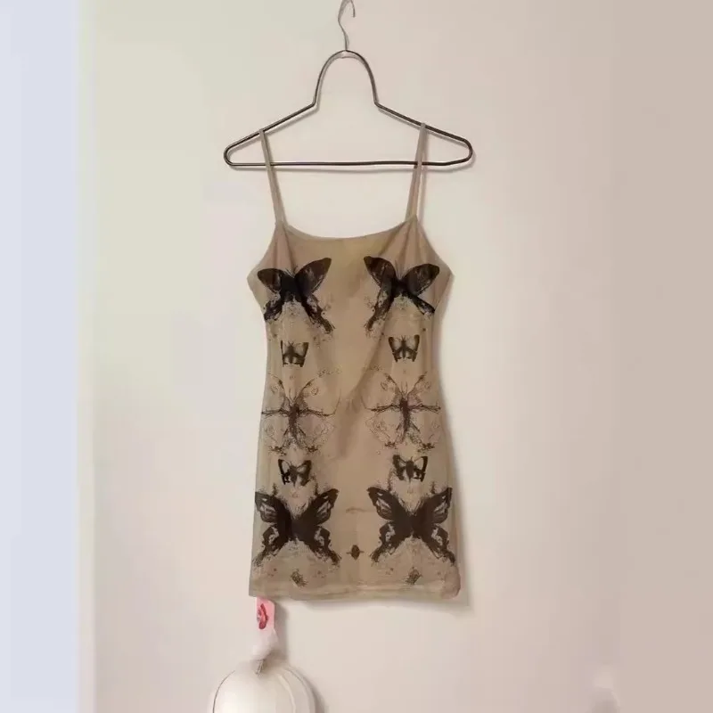 

Summer European and American casual Harajuku retro ins butterfly tie dye waist slimming trend camisole women's dress