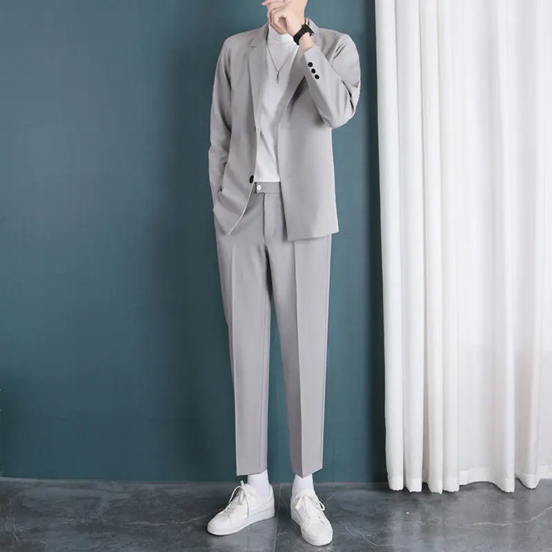 2022 Summer Casual Men's Suit Simple Jacket T-shirt Trousers Three Piece Set Office Blazer Elegant Dress Men's Suits Tracksuit