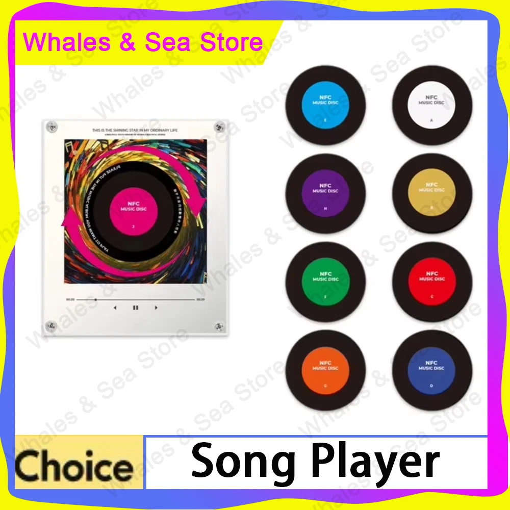 custom-nfc-sensing-song-player-with-9-empty-discs-night-light-automatic-singing-refrigerator-magnetic-rotary-disc-machine-gift