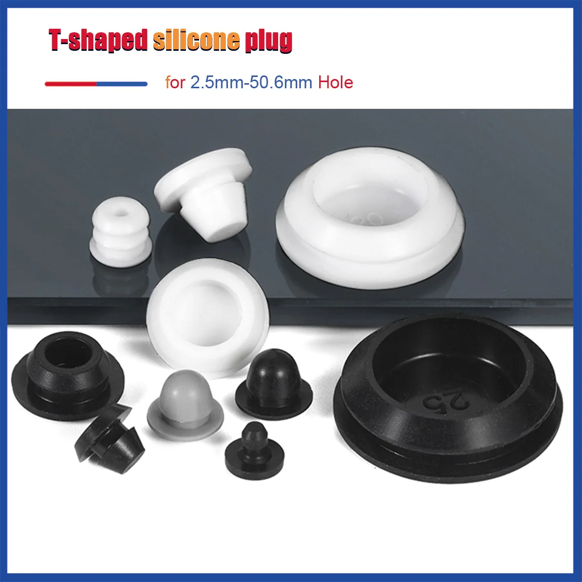 2.5mm-50.6mm Conical Snap-on Silicone Rubber T Type Plug Blanking End Caps Tube Inserts Bung Proof High Temperature Plug Block