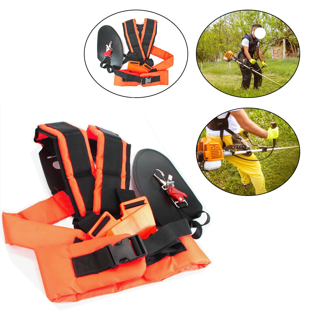 Strimmer Padded Belt W Shape Double Shoulder Harness Strap for Brush Cutter Trimmer Garden Pruner Comfortable Labor Saving