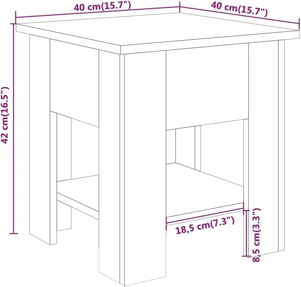 

Modern Coffee Table With Storage Shelf - White Engineered Wood - Dimension: 15.7""X15.7""X16.5"", Assembly Required