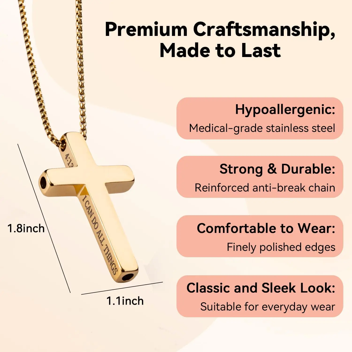 Cross Breathing Necklace Breathlink Quit Smoking Aid Inspirational Bible Verse Anti-Anxiety Mindfulness Necklace Stainless Steel