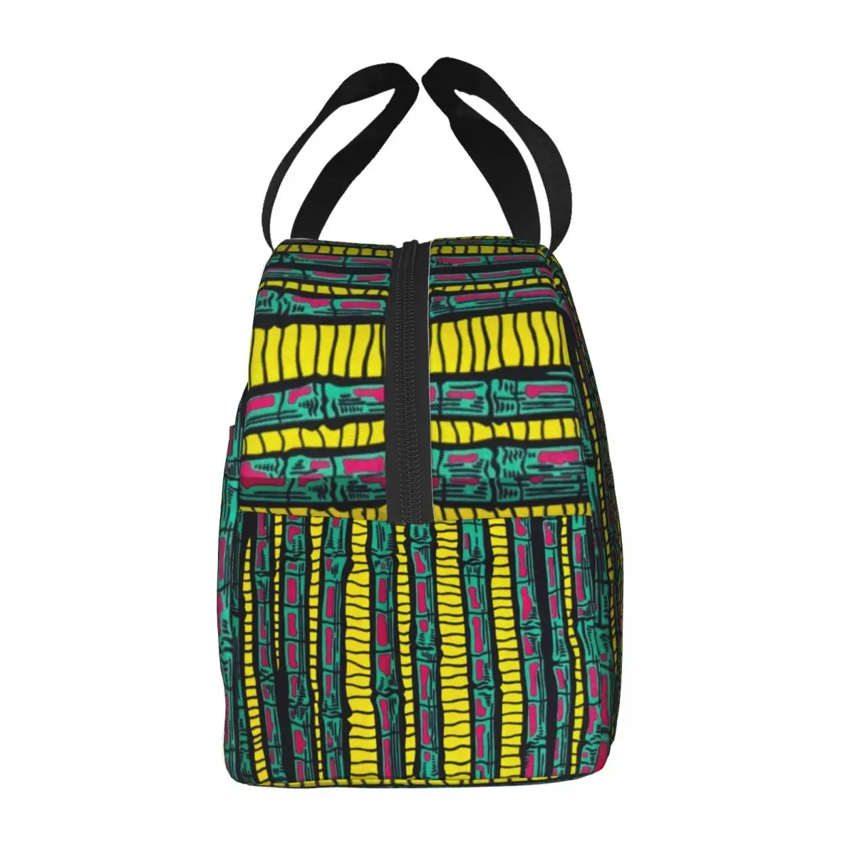 Custom African Geometric Ankara Pattern Lunch Box Leakproof Cooler Thermal Food Insulated Lunch Bag Resuable Picnic Tote Bags