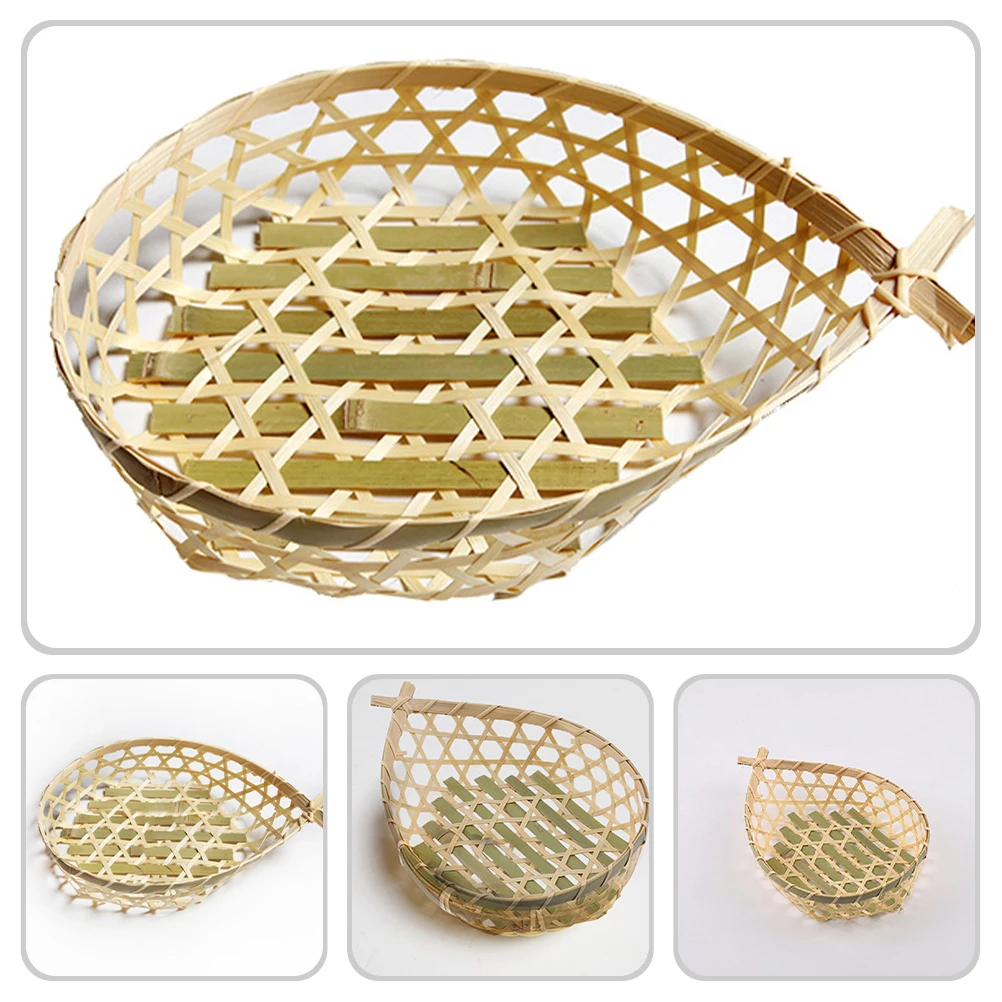 

Fish-Shaped Bamboo Basket Large Capacity Hand Woven Stackable Kitchen Storage Baskets for Dried Fruit Snack Tea Cake Candy