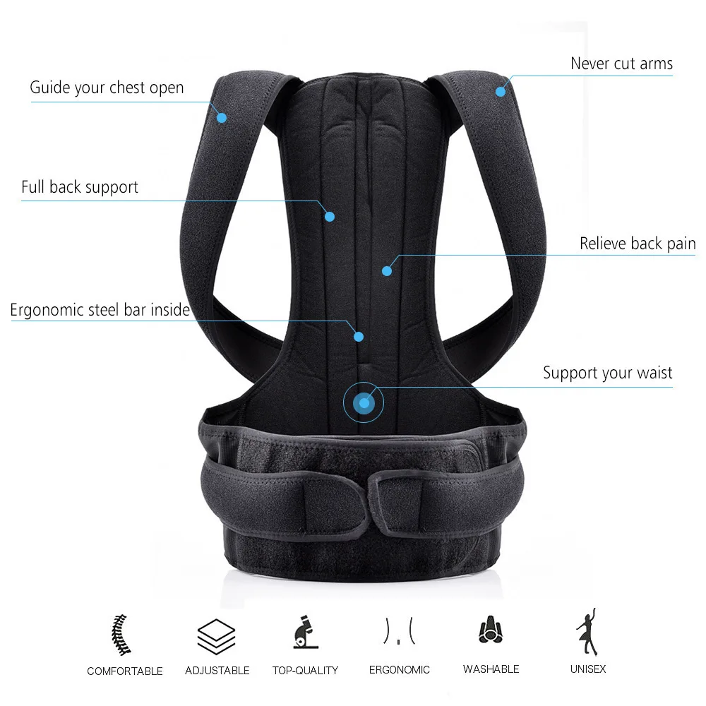 New Upper Back Posture Corrector Posture Clavicle Support Corrector Back Straight Shoulders Brace Strap Correctpor