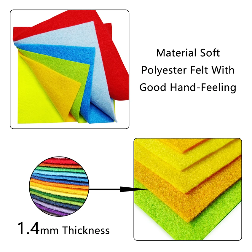 Craft Felt Fabric Sheets Assorted Colors Squares Soft And Stiff for Choice 20x30cm 40Pcs Pack for Art & DIY Project