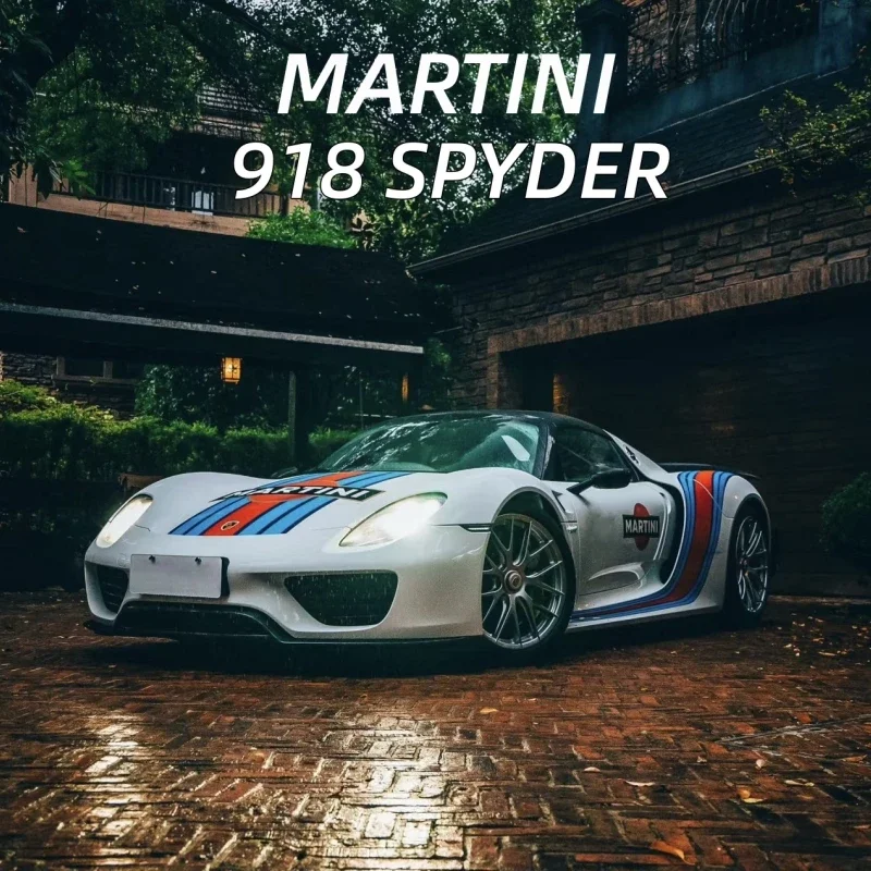 

1/18 Porsche Martini Racing 918 Spyder Alloy Superscar Diecast Metal Model Vehcile Sound＆Light Simulated Children Toy Gift