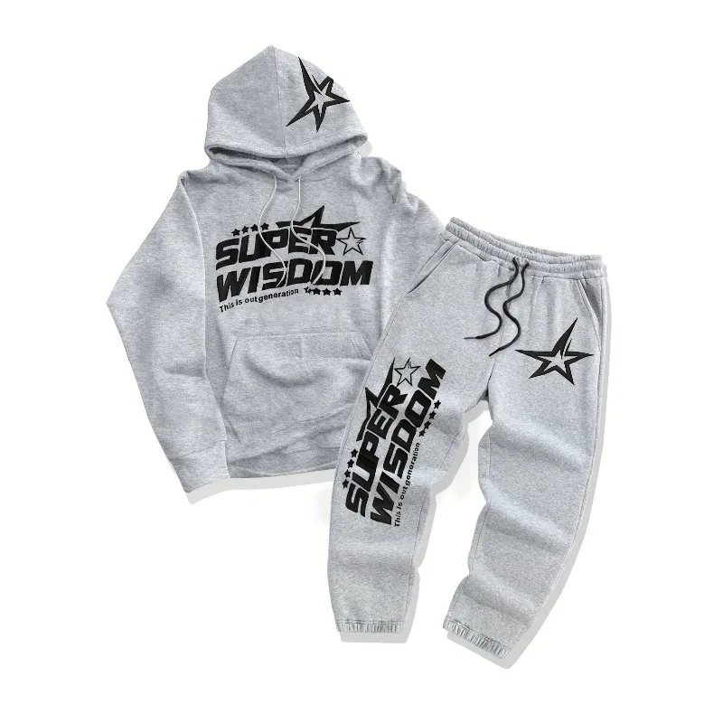 Sweat-shirt à capuche et pantalon pour hommes, imprimé en 3D, Style épaule, ensemble deux pièces pour les sports décontractés du printemps et de l'automne, 2025