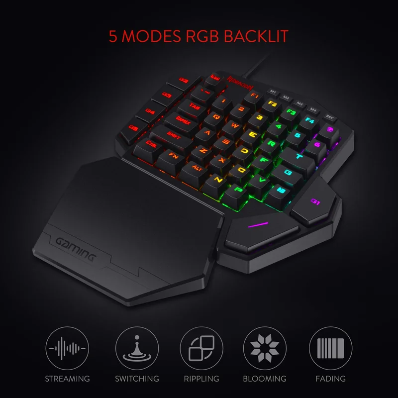 Imagem -05 - Didi One-handed Rgb Teclado Mecânico Gaming Descanso de Pulso Tipo-c Teclado Profissional Hot-swappable 42 Chaves Redragon-k585