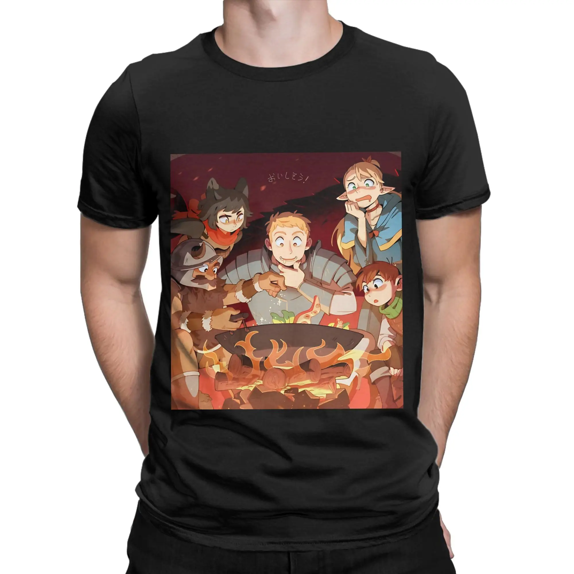 Dungeon Meshi  Eatting Funny Graphic 100% Cotton T-Shirt Dungeon Meshi Tees Tops For Men