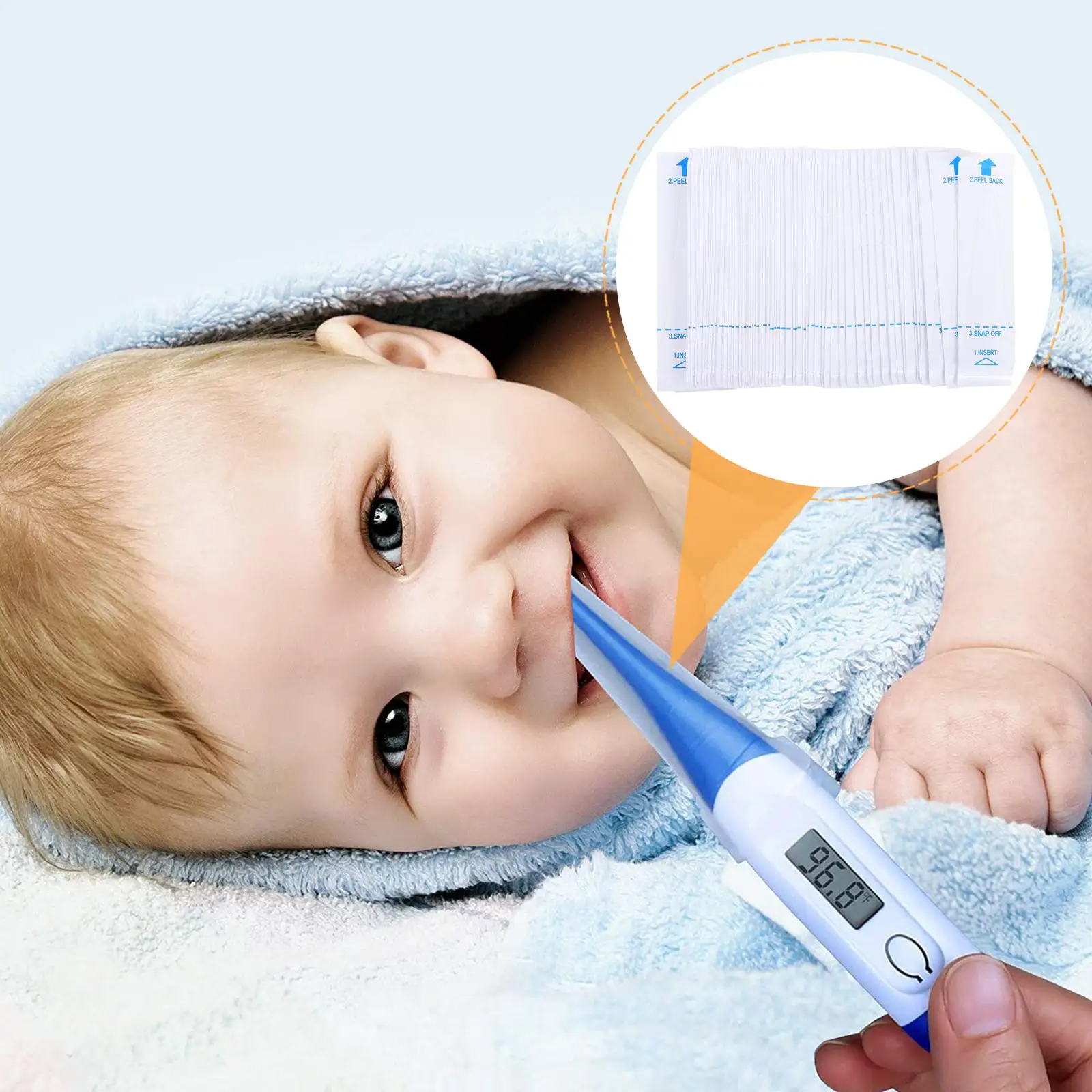 100 Uds. Fundas protectoras para termómetro para sonda Digital Rectal, película electrónica de PE para bebé, papel higiénico para uso clínico en el hogar
