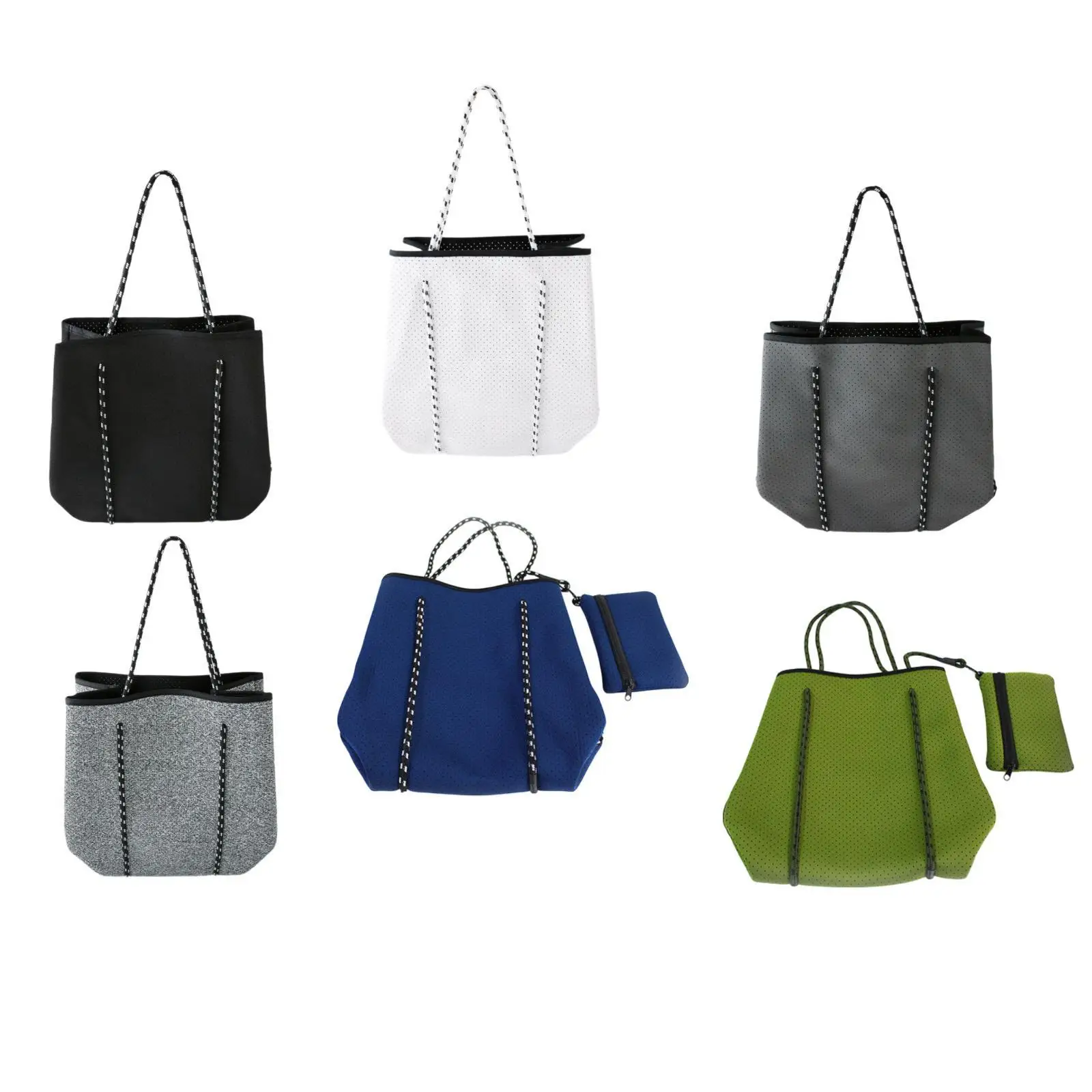 Women Neoprene Bag Beach Tote Bag with Inner Pouch Lightweight Shoulder Bag Pool Bag Handbag with Holes for Gym Sport Outdoor