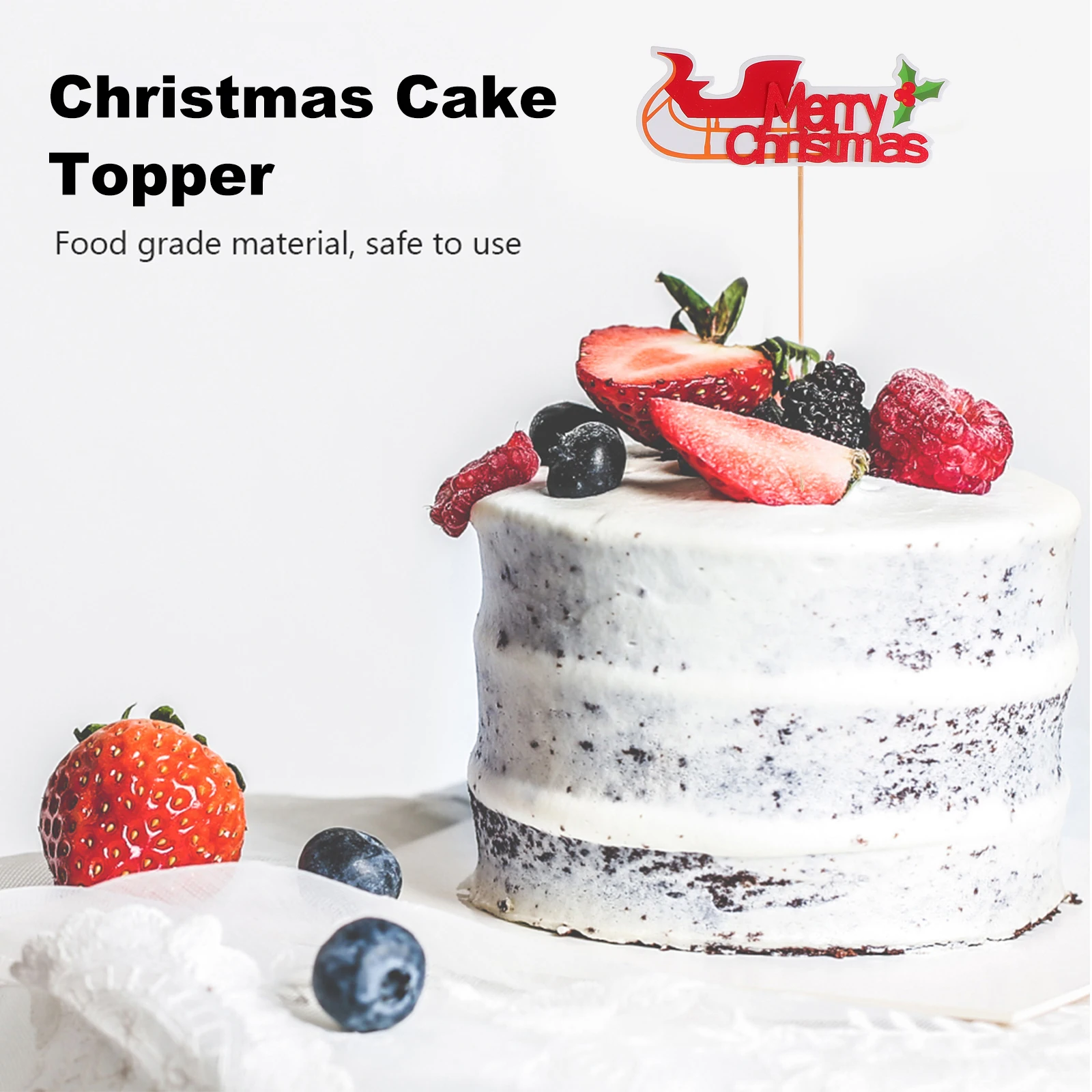 

12pcs Snow Sleigh Bell Topper Christmas Decorations For Kids Party Cake Decor Dessert Toppers Xmas Party Props Cake Adornment