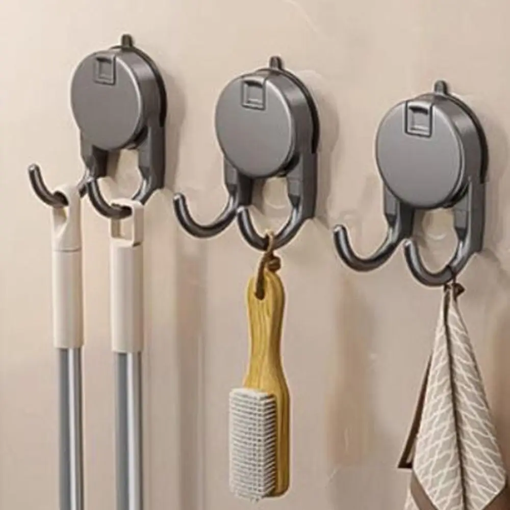 

2Pcs Plastic Suction Cup Hooks Non-Marking Moisture-proof Paper Towel Double Hooks Waterproof Removable Kitchen Storage Hooks