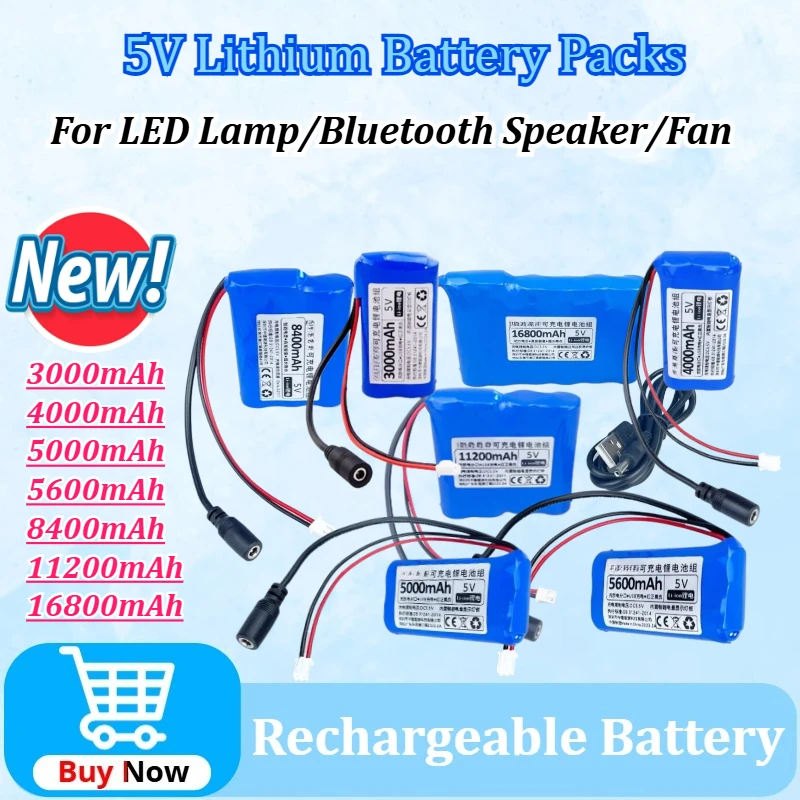 

Upgraded 5V Lithium Battery Packs Rechargeable Single Chip Microcomputer for Outdoor LED Lamp Bluetooth Speaker USB Fan Battery