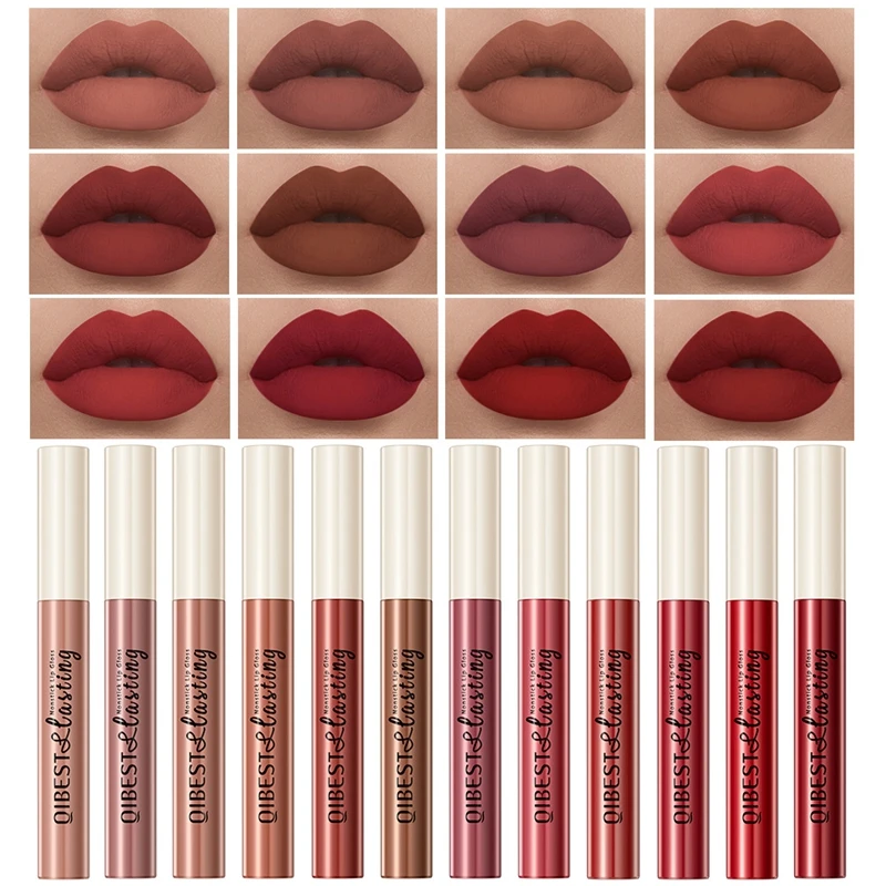 24 สี Matte Liquid ลิปสติก Waterproof Long Lasting Velvet Red Lip Gloss Tint แต่งหน้าเครื่องสําอางค์ลิปสติก Lipglosses