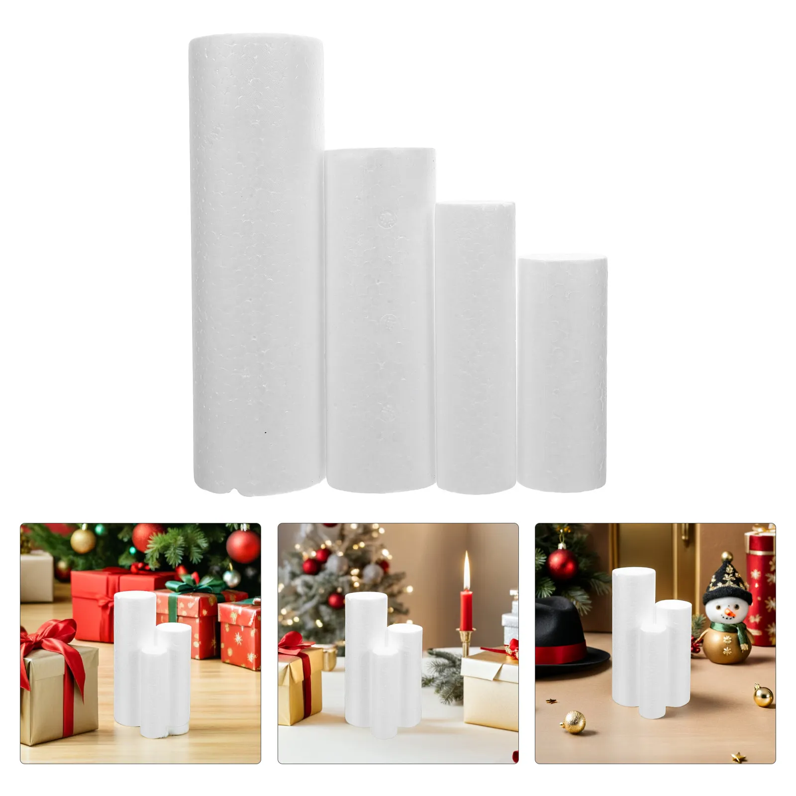 

12Pcs Foam Cylinders White Craft Foam Tubes Christmas DIY Supplies for Modeling Flower Arrangements Cylinder Rods for Holiday