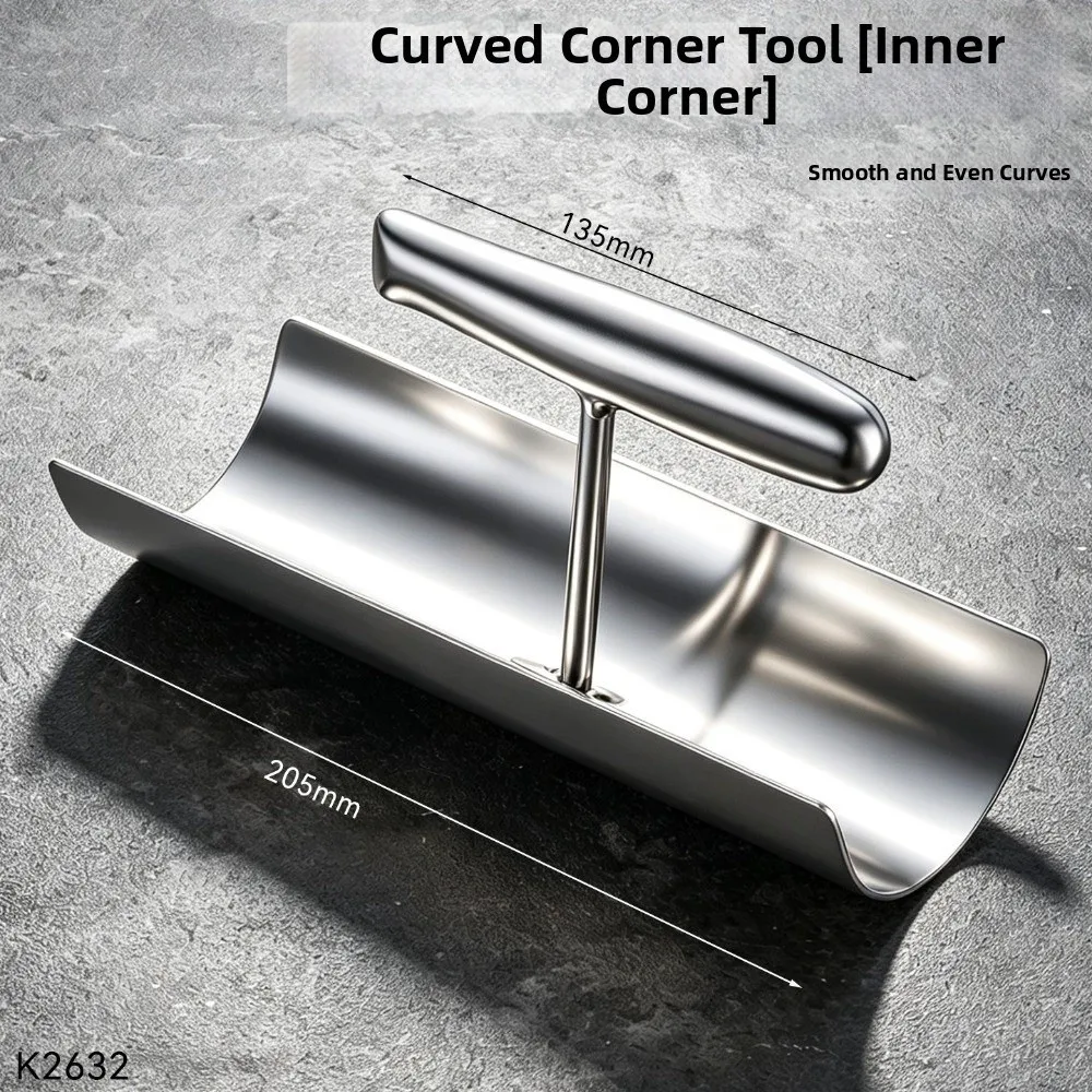 New Stainless Steel Corner Trowel Thickened Arc Corner Putty Scraper Silver Corner Scraper Drywall Finishing