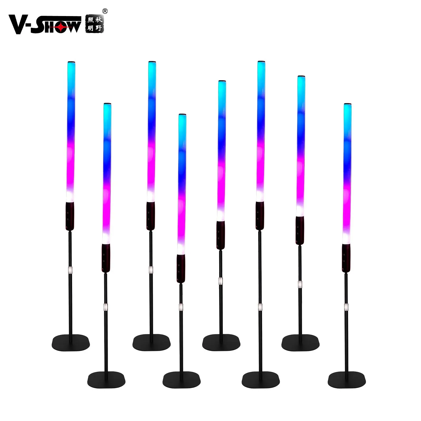 V-Show 8pcs With Flightcase and 8pcs Holders Outdoor 360 Degree Wireless Stage Light Battery Powered RGB Rainbow Astera