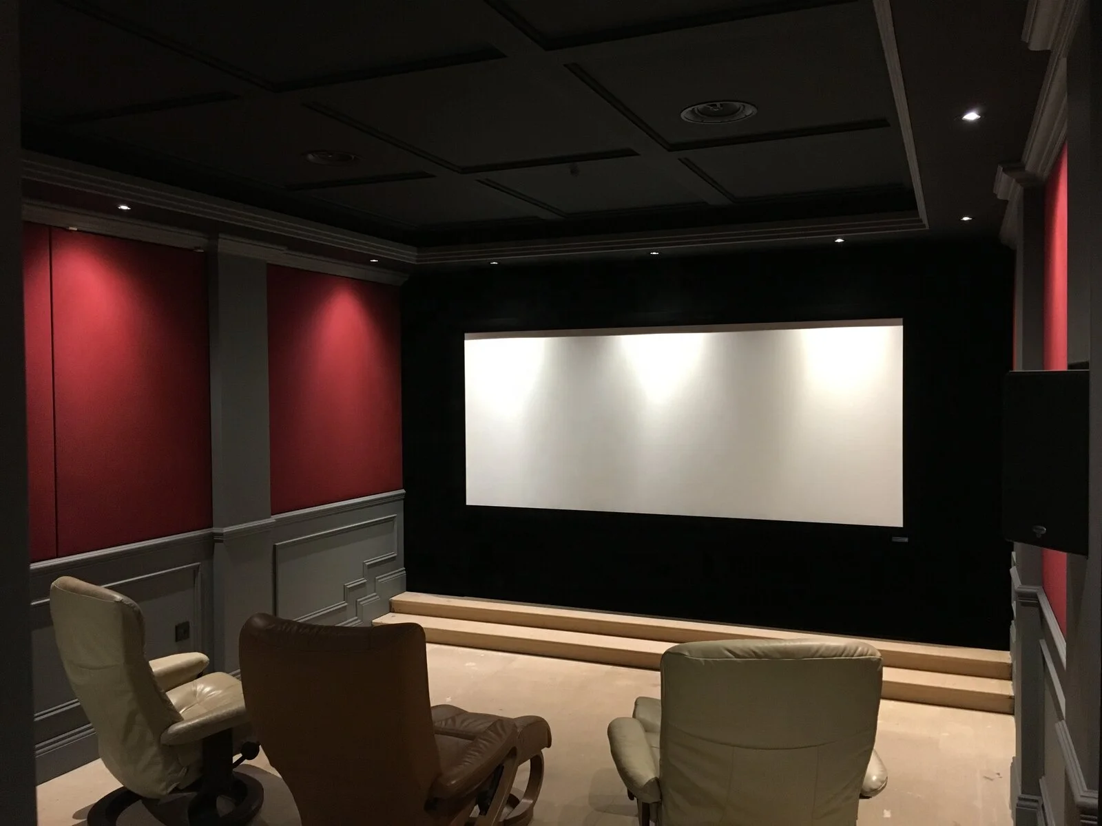 Velvet-Covered 4K/8K Fixed Frame Acoustic Transparent Projector Screen 16:9 Format for Home Theater