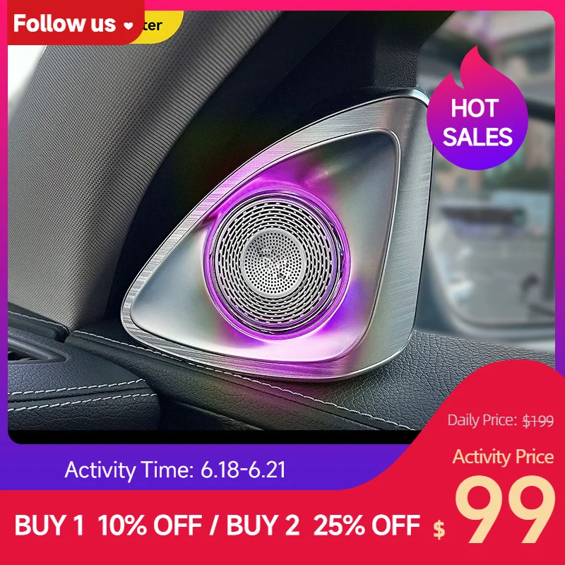 

64 Color 4D Rotating Tweeter Speaker For Mercedes Benz w205 W222 e300l c260l S-Class Car 3D Treble Horn Refit Car LED Horn Refit