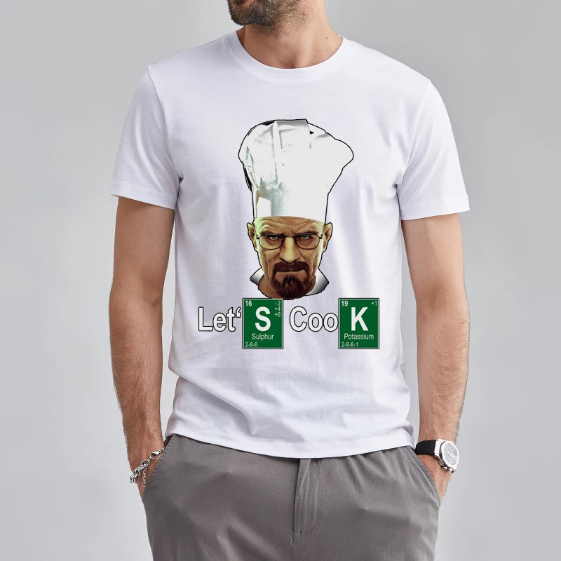 Funny Men T Shirt Breaking Walter White Meth Heisenberg TV Bad Shirt LET S COOK CHEF Graphic Tshirts Summer Unisex Streetwear