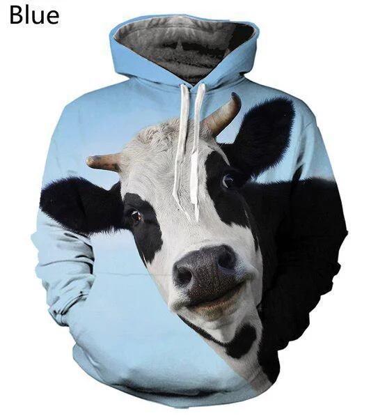 

2023 Men's Animal Hoodie Fashion Cows 3D Printed Hoodies Men's Funny Sweatshirt Long Sleeve Tops