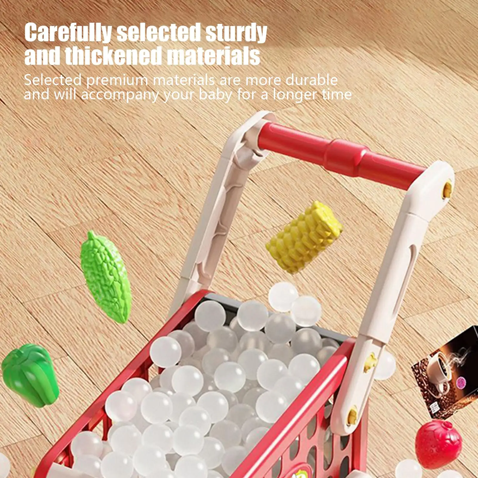 Grocery Cart For Kids Kids Shopping Cart Toy Play Kitchen Accessories Pretend Play Educational Toys Fake Food For Boys Girls