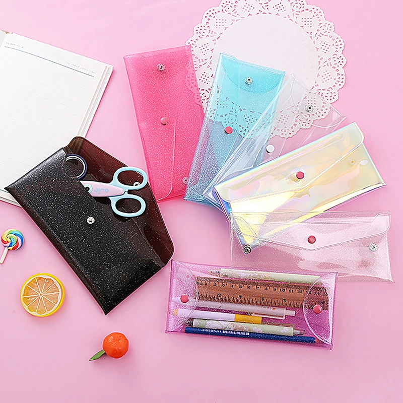 1Piece Transparent Laser Cosmetic Bag Makeup Case Coin Pencil Bag Pouch Cute Glitter Pencil Laser Pen Case School Bags For Girls