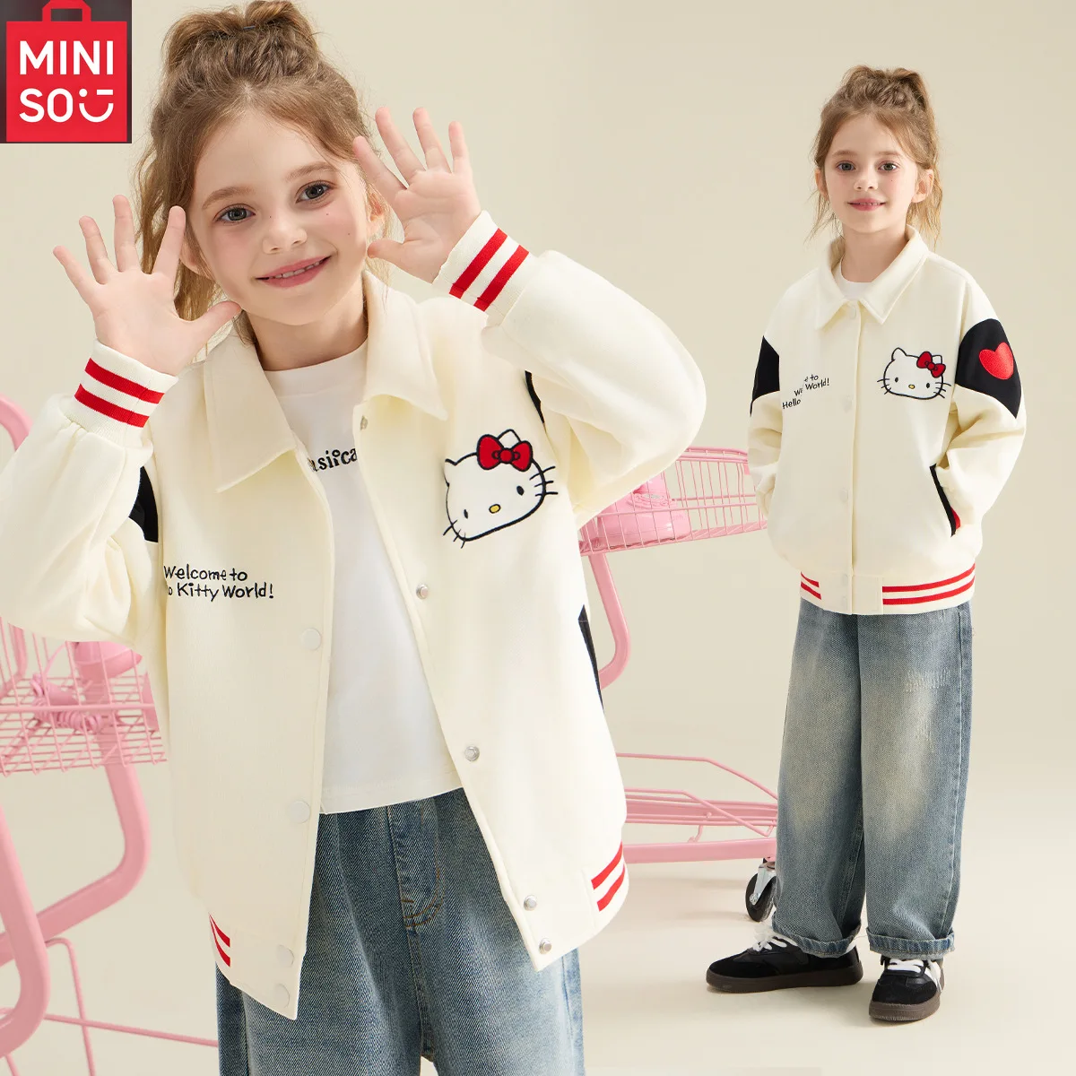 

Sanrio Girl Leisure Baseball Uniform Hello Kitty Autumn New Kuromi Fashion Girl Gift Cute Cartoon Loose Coat