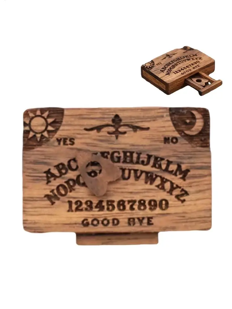Mini Ouija Board With Drawer Wooden Miniature Spirit Board Miniatures With Planchettes Emotional Love Drawer Home Decoration