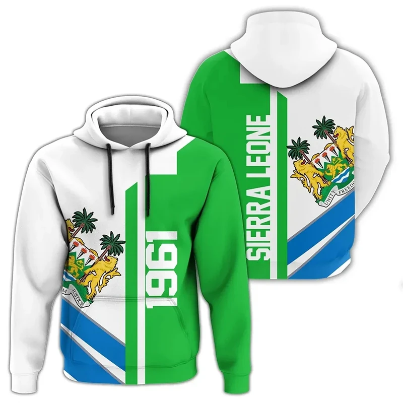 Africa Sierra Leone Map Flag 3D Printed Hoodies For Men Clothes Patriotic Tracksuit National Emblem Graphic Sweatshirts Male Top