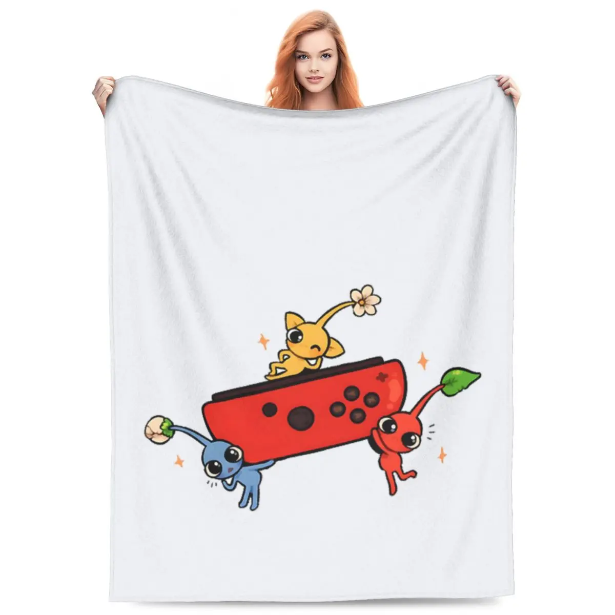Pikmin Meme Blanket Flannel Sofa Throw Blanket Portable for Home Bedroom Travel Throws Bedspread Quilt