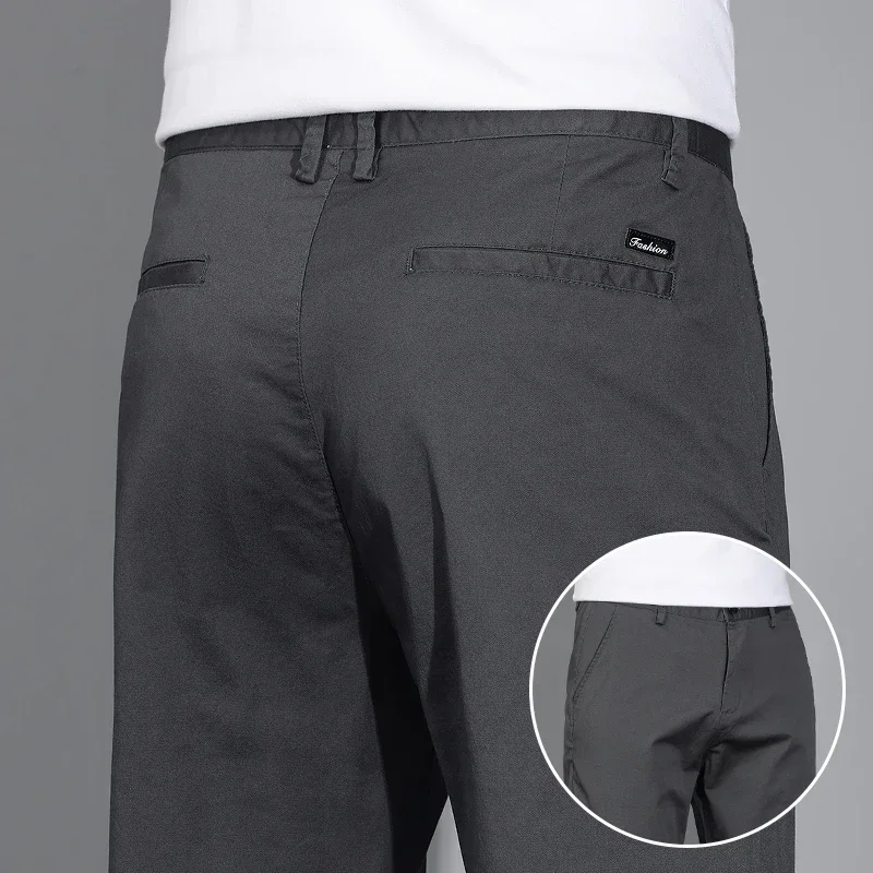 Pantaloni casual da lavoro nuovi da uomo in cotone 98% Pantaloni slim elastici dritti sottili Pantaloni comodi da uomo alla moda Nero Grigio Cachi