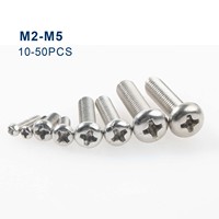 10-50Pcs M2 M3 M4 M5 304 Stainless Steel Machine Screws Cross Phillips Round Pan Head Screw Bolt 6/8/10/12/16/20/25/30mm