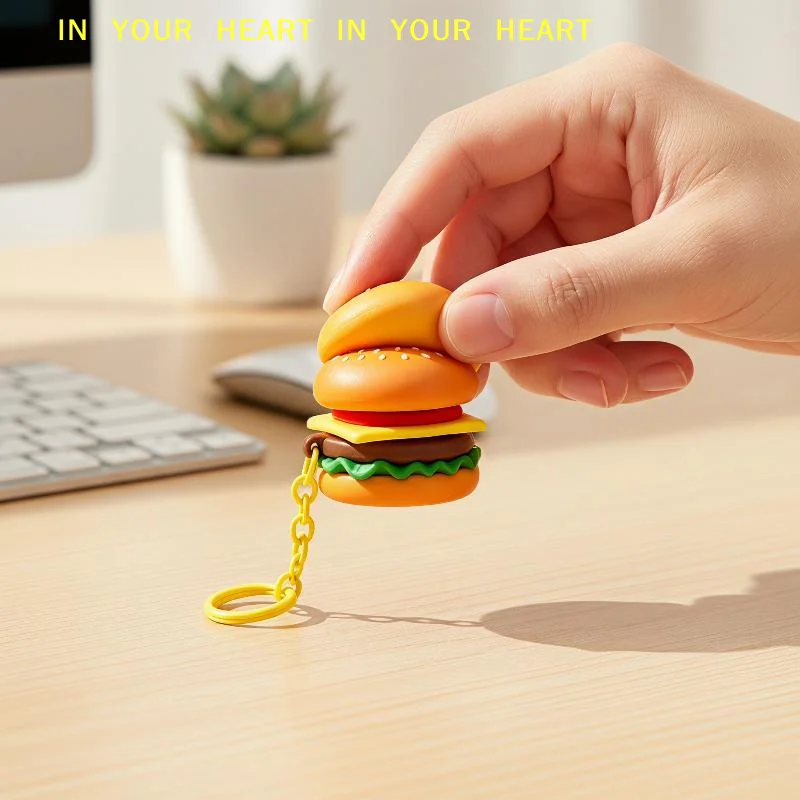 【X】Realistic Creative Food Shaped Stress Relief Keychain Soft Mini Squeeze Toy Cute Key Ring for Travel Bag Decor