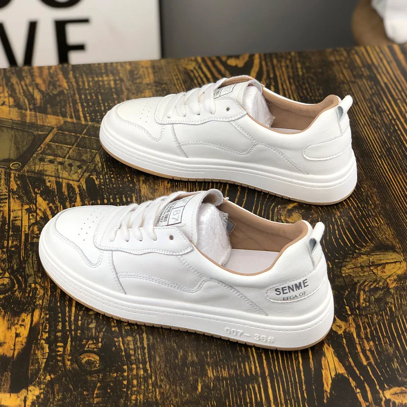 Women Sneakers Leather Shoes Spring Trend Casual Flats Sneakers Female New Fashion Comfort White Vulcanized Platform Shoes