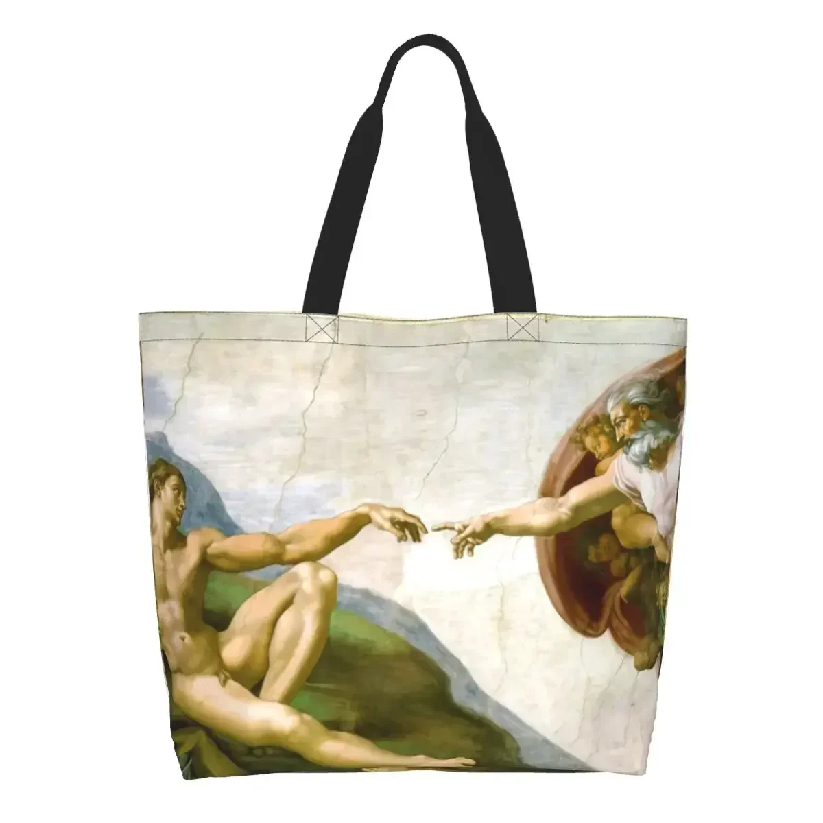 Michelangelo The Creation Of Adam, продуктовая сумка-тоут, сумки для покупок, женская парусиновая сумка-шоппер на заказ, сумка большой вместимости
