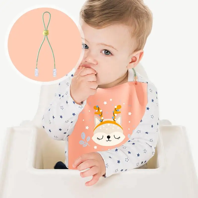 Napkin Clips Colorful Cute Bear Napkin Holder Chain Clip Neck Strap Bib Clips Washable Adjustable Napkin Clip Lanyard For Boys