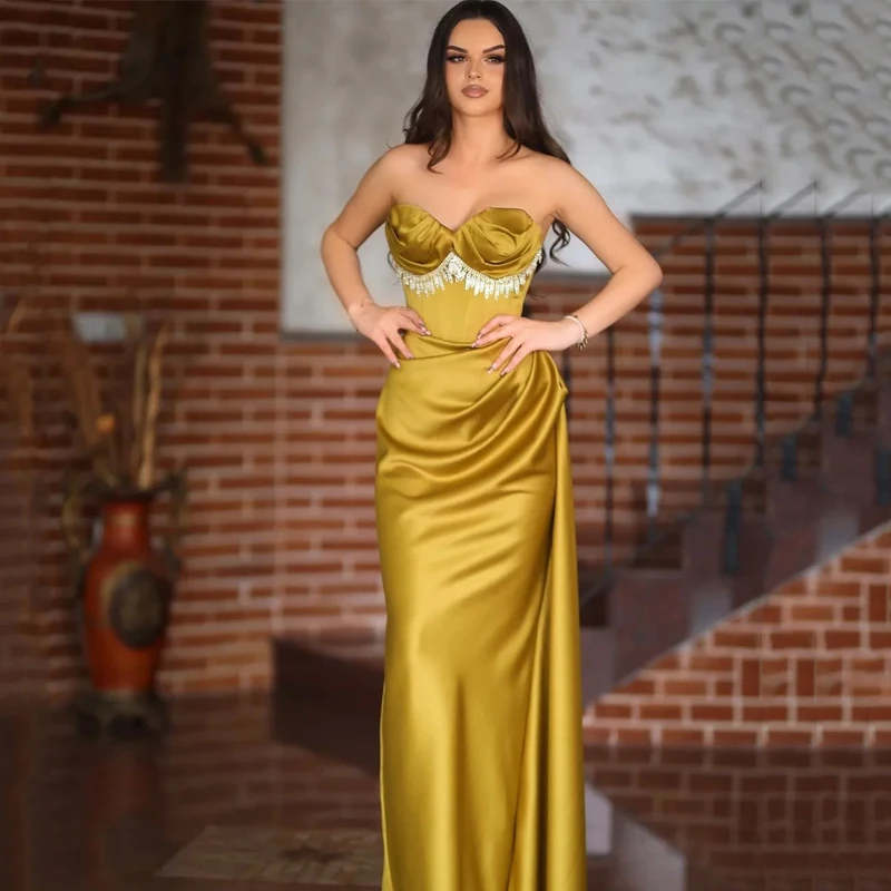 

Sexy Sweetheart Prom Dresses Mermaid Evening Dress Floor Length Saudi Arabia Cocktail Party Gowns Custom Robe De Soiree