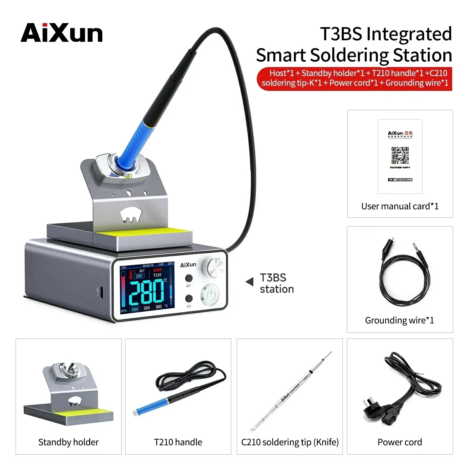 AIXUN T3A T3B Intelligent Soldeerstation Lassen T115/T210/T245/T12 Rework Station T3AS T3BS voor PCB BGA Soldeergereedschap